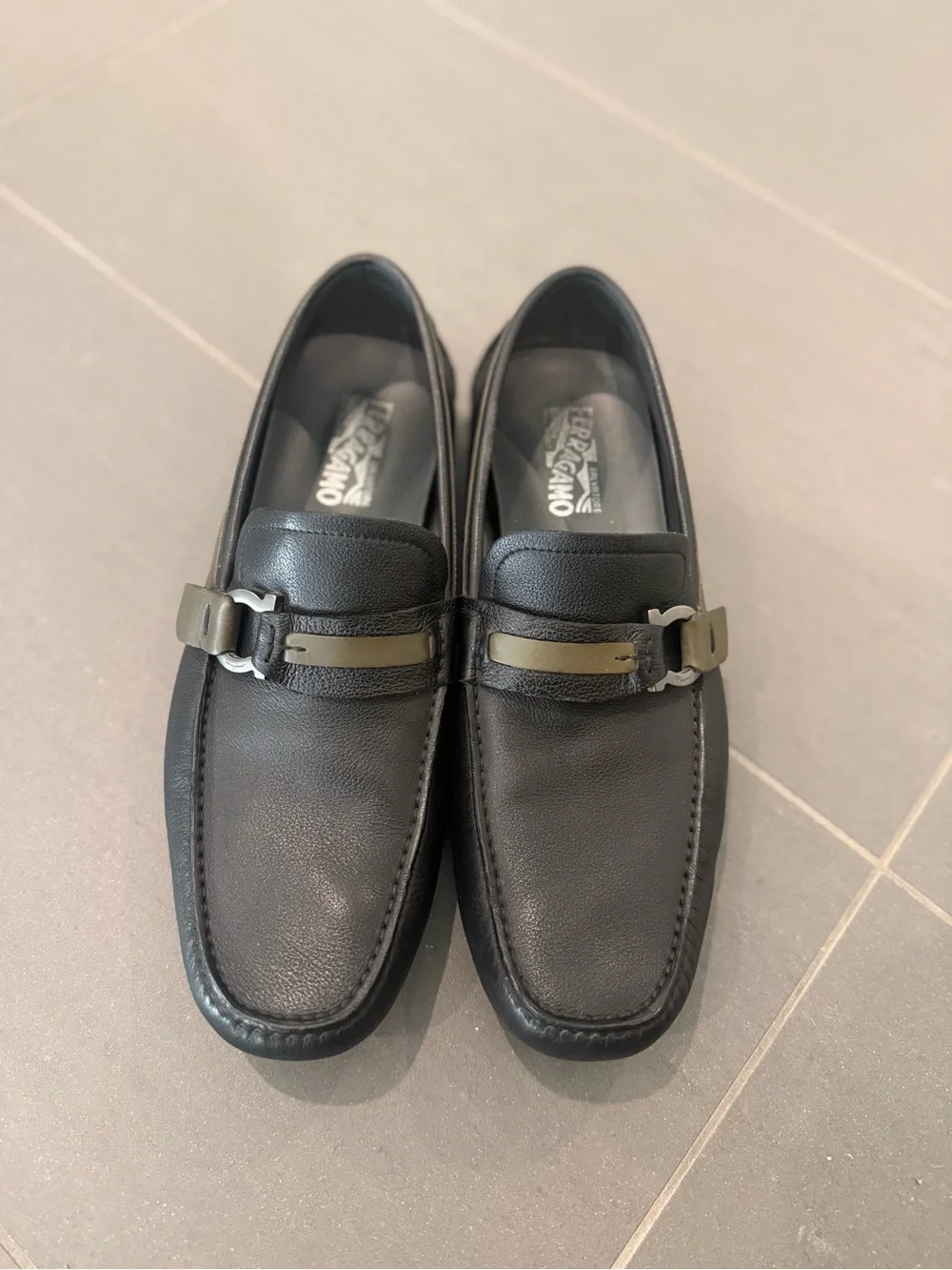 Salvatore Ferragamo Black Leather Bit-Detail Loafers